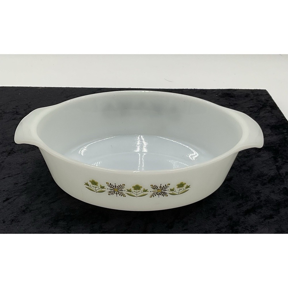 Vtg Anchor Hocking Fire King Meadow Green 433 1 1/2 Qt Casserole Dish No Lid